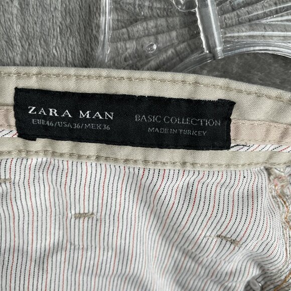 Zara Man beige basic collection sportswear chinos men’s 36 straight fit y2k - Picture 4 of 9